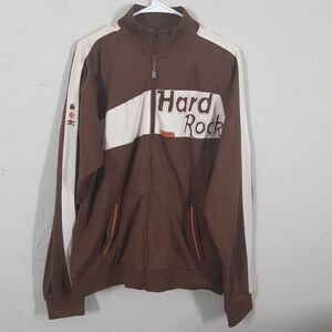 Hard Rock Cafe Track Jacket Adult Men's L Full Zip Embroidered Foxwoods